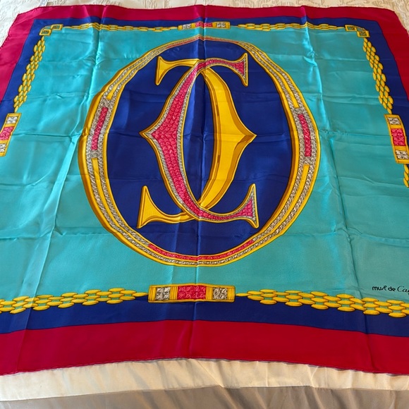 Cartier Silk Scarf. 34 X 34 - Picture 1 of 6